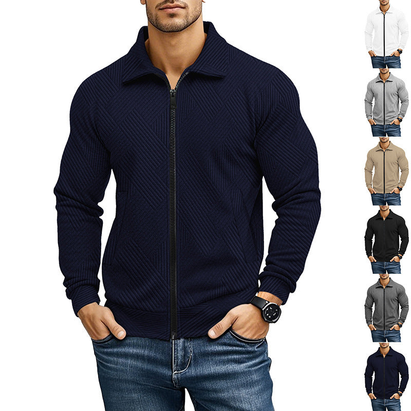 Herren Waffelstrick-Jacke mit Reverskragen – Casual Look für alle Jahreszeiten