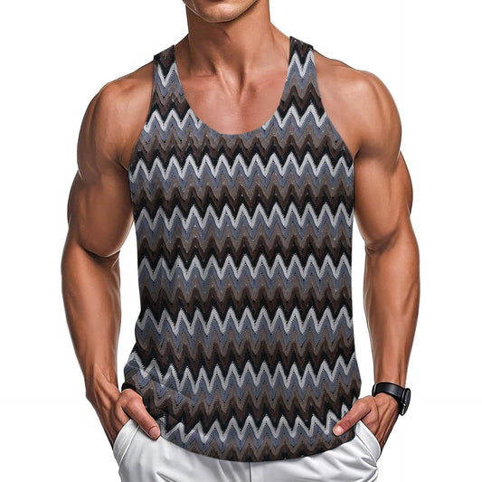 Ärmelloses Herren-Sommeroberteil im Retro-Stil mit Wellenstreifen