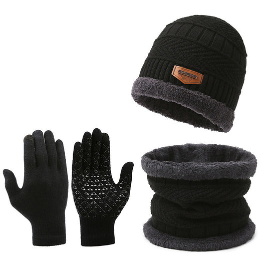 Herren Winter Set – Schal, Mütze & Handschuhe, Fleecefutter, 3-teilig