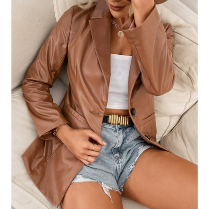 PU Motorrad Lederjacke Blazer Top Damen