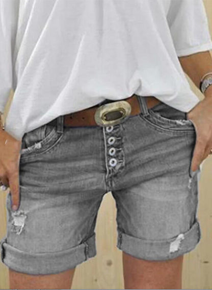 Jeansshorts mit hoher Taille für Damen