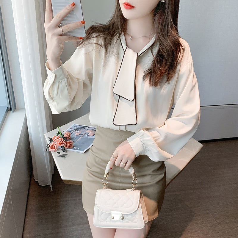 Niche Retro Lose Chiffon Bluse Damen
