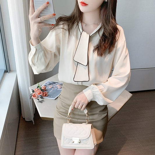 Niche Retro Lose Chiffon Bluse Damen