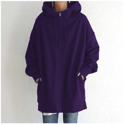 Damen Fuzzy Hoodies Langer Sport Pullover Hoodie Full-Zip Hoodie Sweatshirt