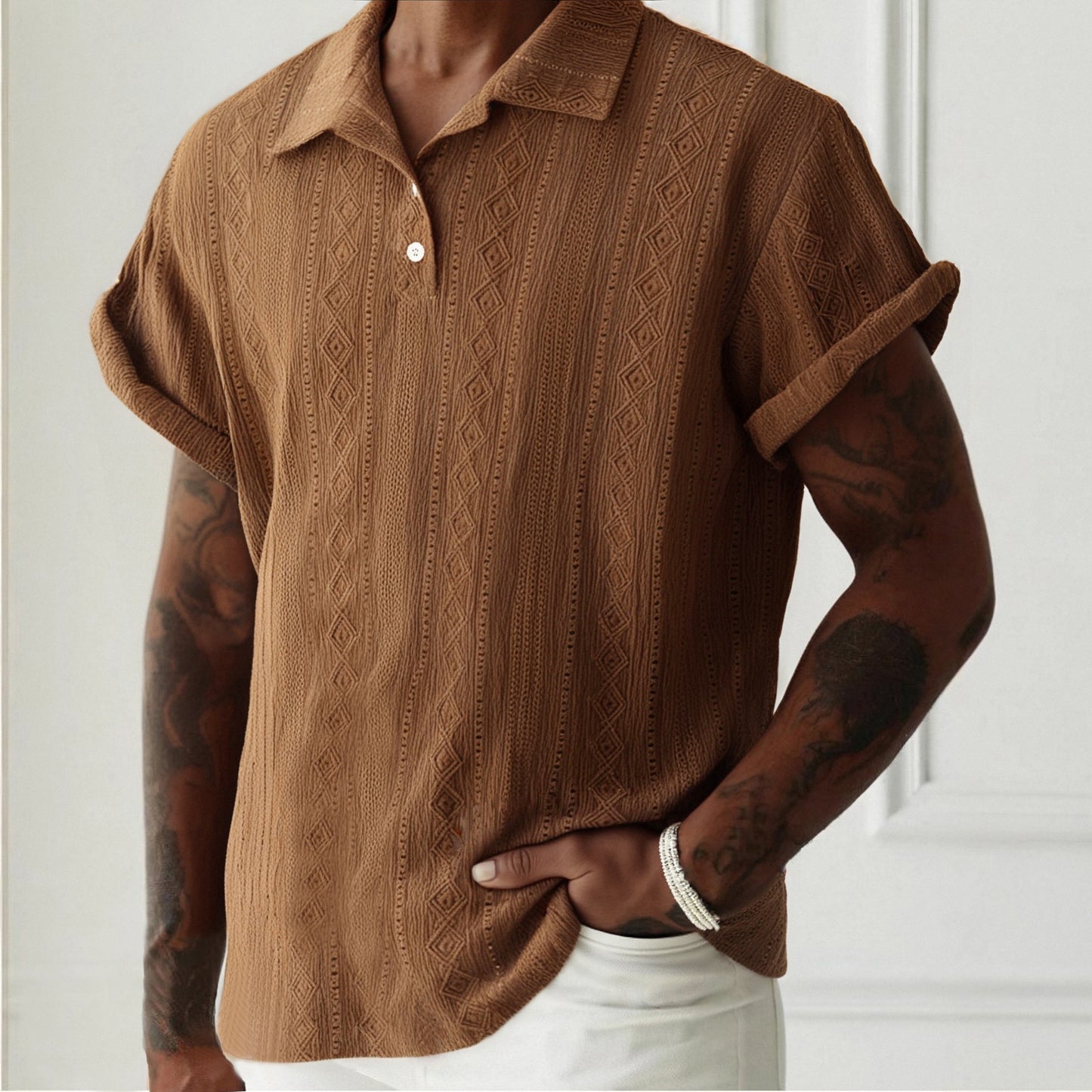 Herren Sommerhemd mit Hohldesign – Leicht, Atmungsaktiv & Kurzarm