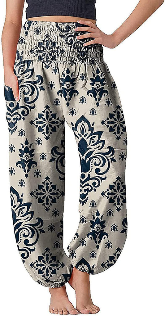 Damen Pumphose mit Bohemian-Print, lange Hose