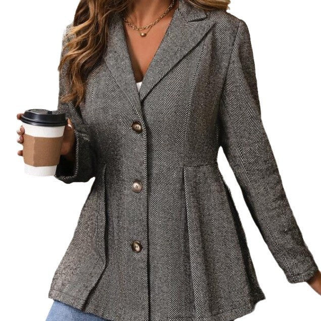 Damen Grob Blumen Slim-Fit Fashion Blazer