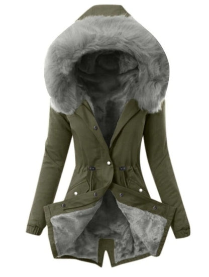 Plüschjacke mit Kapuze und Kordelzug für Damen