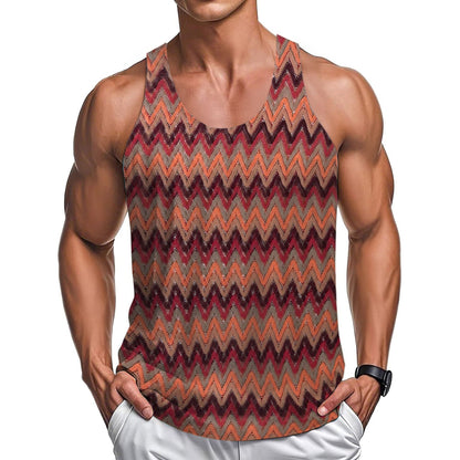 Ärmelloses Herren-Sommeroberteil im Retro-Stil mit Wellenstreifen