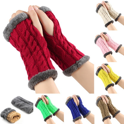 Winter Plüsch Handschuhe Twist Gestrickte Fingerlose Fleece Handschuhe Frauen Warme Verdickte Wollhandschuhe