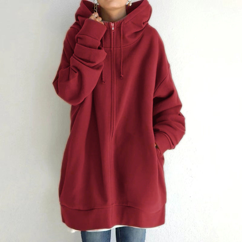 Damen Fuzzy Hoodies Langer Sport Pullover Hoodie Full-Zip Hoodie Sweatshirt