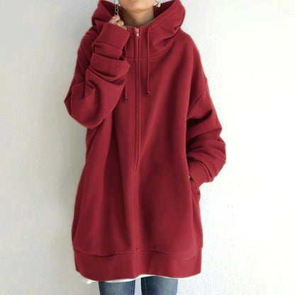 Damen Fuzzy Hoodies Langer Sport Pullover Hoodie Full-Zip Hoodie Sweatshirt