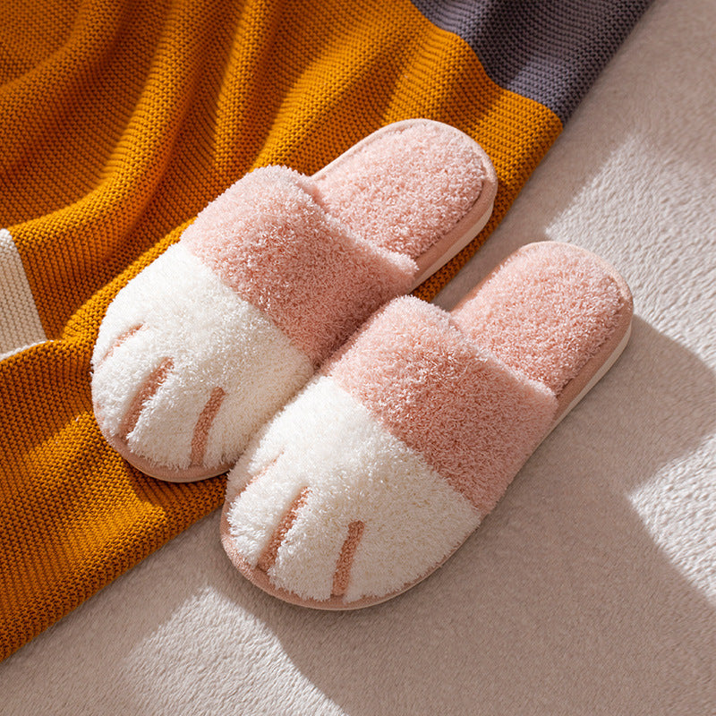Pfoten-Hausschuhe, Herbst-Winter-Hausschuhe, Damen, Kawaii, pelzige Rutschen, Indoor-Boden, Schlafzimmerschuhe, Paar-Hausschuhe, warme Wohnungen