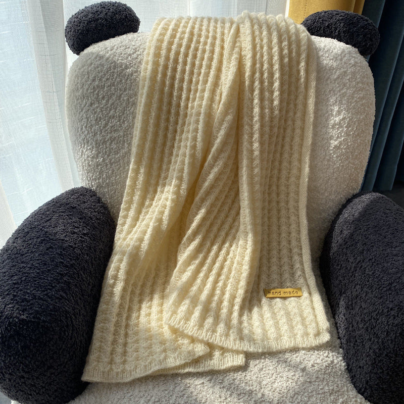 Unisex Wollschal – Langer Strickschal in Uni-Farben