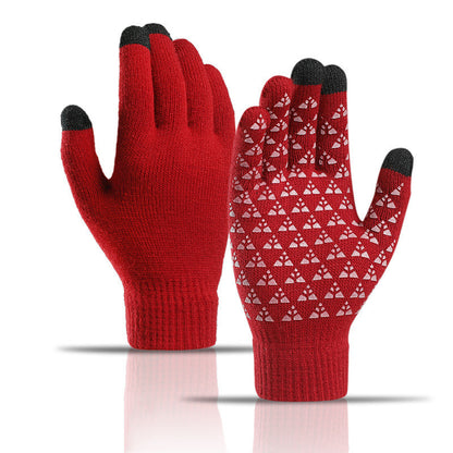 Winter-Strickhandschuhe für Männer und Frauen, warm, zum Radfahren, kältebeständig, rutschfest, dreieckig, versetzt, warme Handschuhe