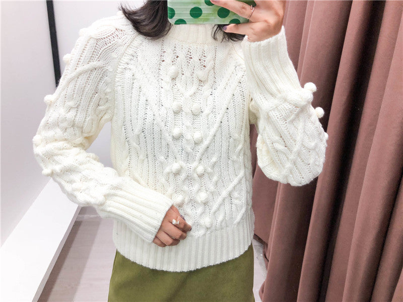 Pullover mit Rundhalsausschnitt und Zopfmuster