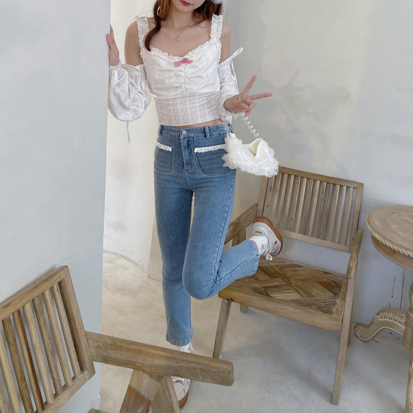 Design Slim Jeans Frauen Gerade Hohe Taille Stretch Zigarette Schlank Lange Hosen