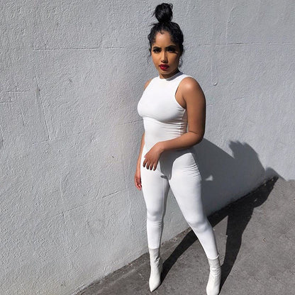 Jumpsuit mit Rundhalsausschnitt und Nähten für Damen