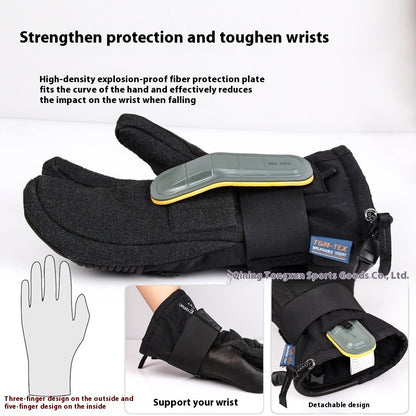 Ski-Handschuhe aus Ziegenleder mit Kevlar und Drei-Finger-Design