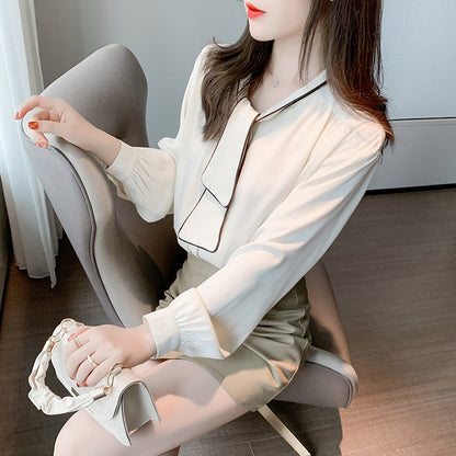 Niche Retro Lose Chiffon Bluse Damen
