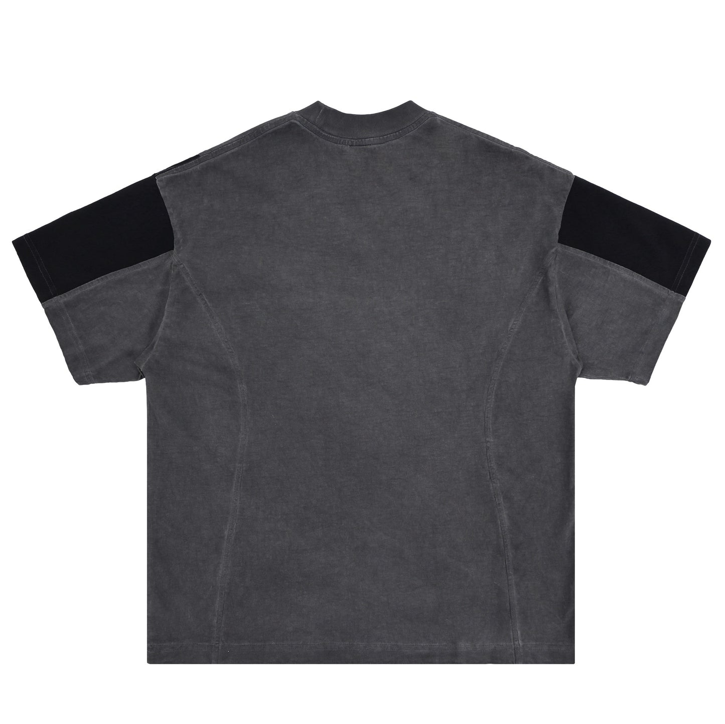 Retro Herren-T-Shirt im Patchwork-Stil – Used-Look mit Druck & Farbkontrast