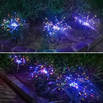 Neue Erdungsstecker Solar Feuerwerk Licht LED Lichterkette Kupferdraht Outdoor Garten Dekoration Sterne Lichter Weihnachtsbeleuchtung