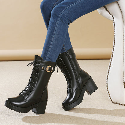 Leder Martin Stiefel Damen Baumwollstiefel