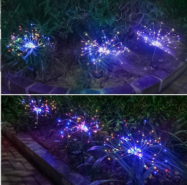 Neue Erdungsstecker Solar Feuerwerk Licht LED Lichterkette Kupferdraht Outdoor Garten Dekoration Sterne Lichter Weihnachtsbeleuchtung