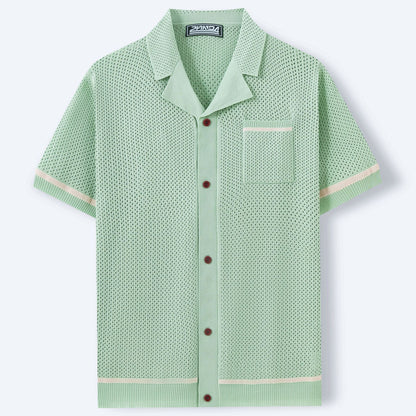 Kurzarm-Strickpolo mit Cuban-Kragen für Herren – Ideal für den Sommer