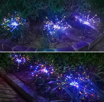 Neue Erdungsstecker Solar Feuerwerk Licht LED Lichterkette Kupferdraht Outdoor Garten Dekoration Sterne Lichter Weihnachtsbeleuchtung