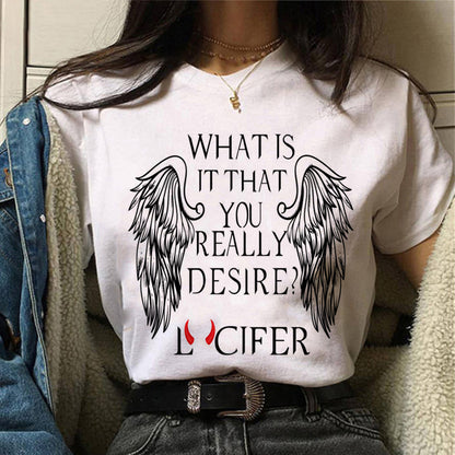 Devil Lucifer T-Shirt Bedrucktes lässiges modales Kurzarm-T-Shirt