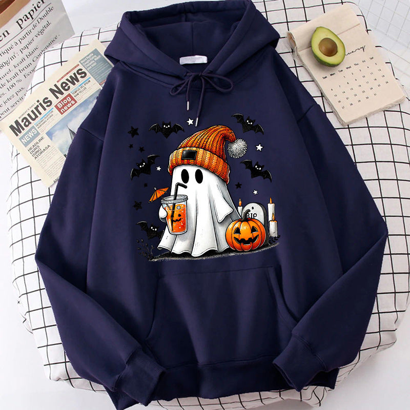 Halloween Geist Kürbis Fledermaus Hoodies Für Frauen Mode Mit Kapuze