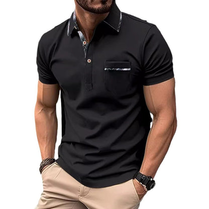 Modernes Polo-T-Shirt mit asymmetrischem Punktmuster – Kurzarmshirt mit Polokragen (1+1 Gratis)