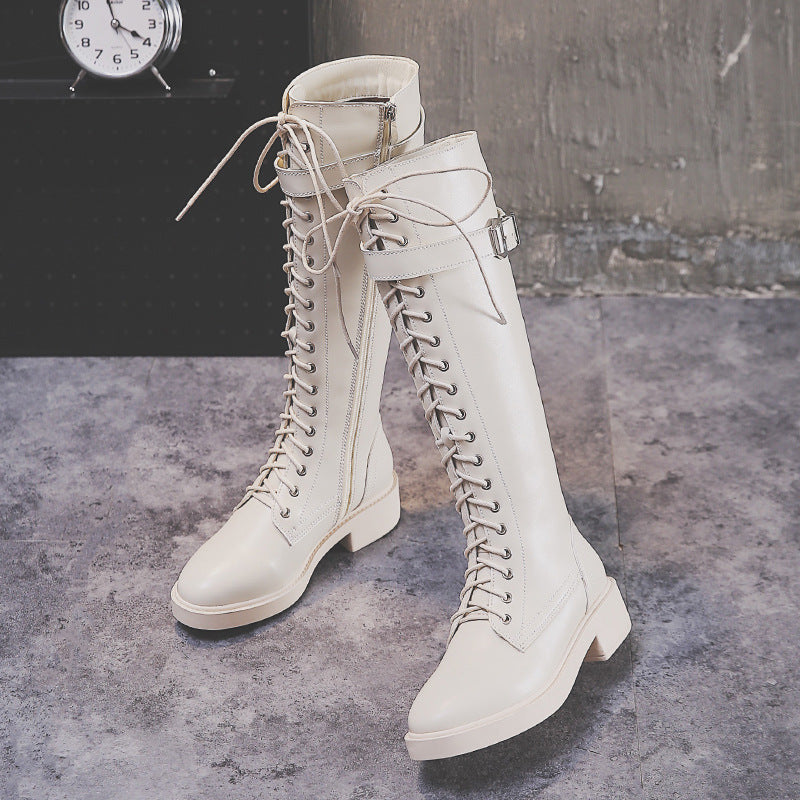 Damen Lange Stiefel Hohe Stiefel Flache Stiefel Große Größe