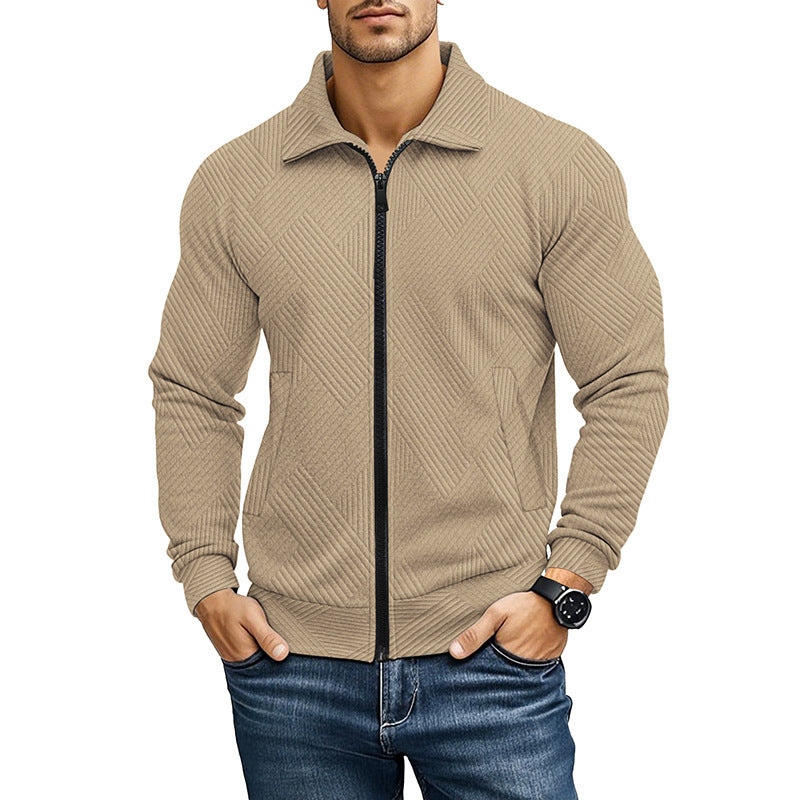Herren Waffelstrick-Jacke mit Reverskragen – Casual Look für alle Jahreszeiten