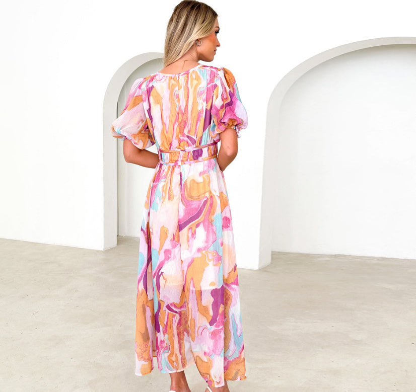 Damenmode Print Urlaub Strandkleid