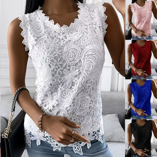 Blumen Spitzenweste für Damen Tops S-5XL