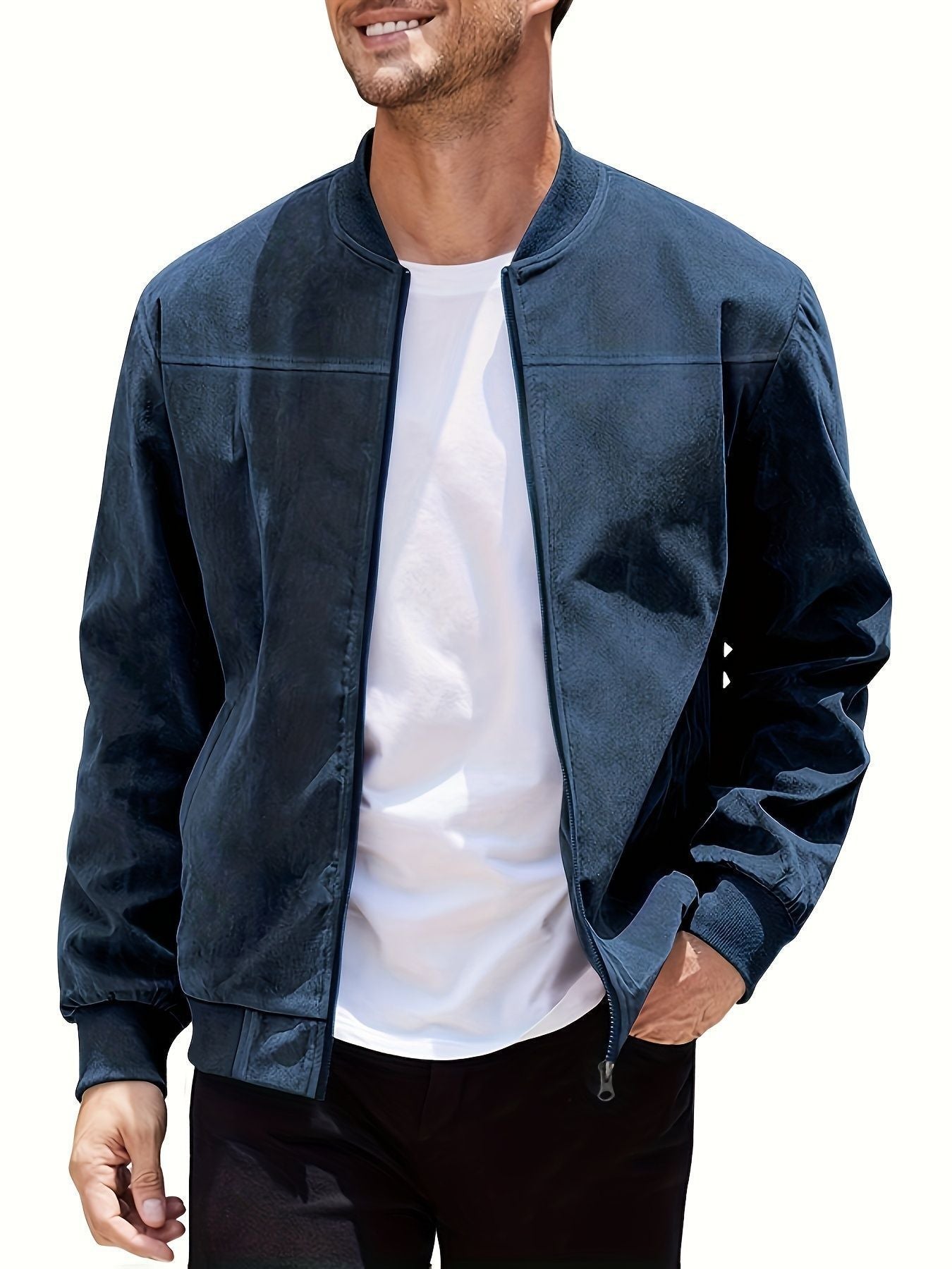 Herren Freizeitjacke aus Wildlederimitat – Große Größen mit Reißverschluss