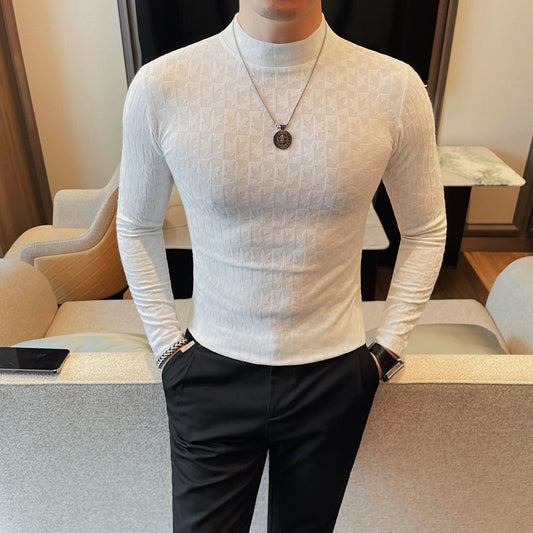 Modernes Herren-T-Shirt mit halbem Stehkragen – Figurbetonter Schnitt für einen trendigen Look