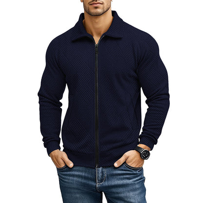 Herren Waffelstrick-Jacke mit Reverskragen – Casual Look für alle Jahreszeiten