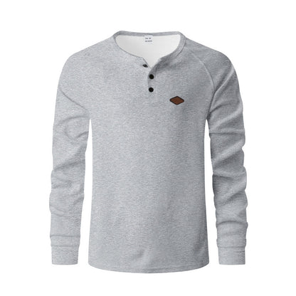 Herren Langarmshirt mit Waffelmuster und Henley-Knopfleiste – Schnell trocknend