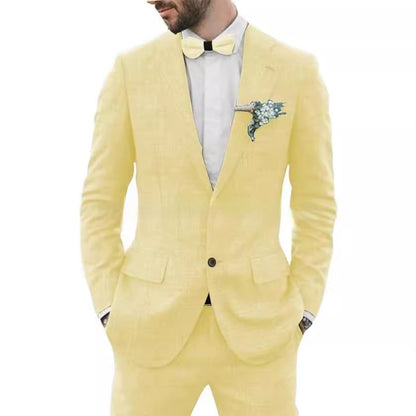 Herrenanzug Slim Fit – Leichter Anzug aus Leinenmischung für Hochzeit & Freizeit