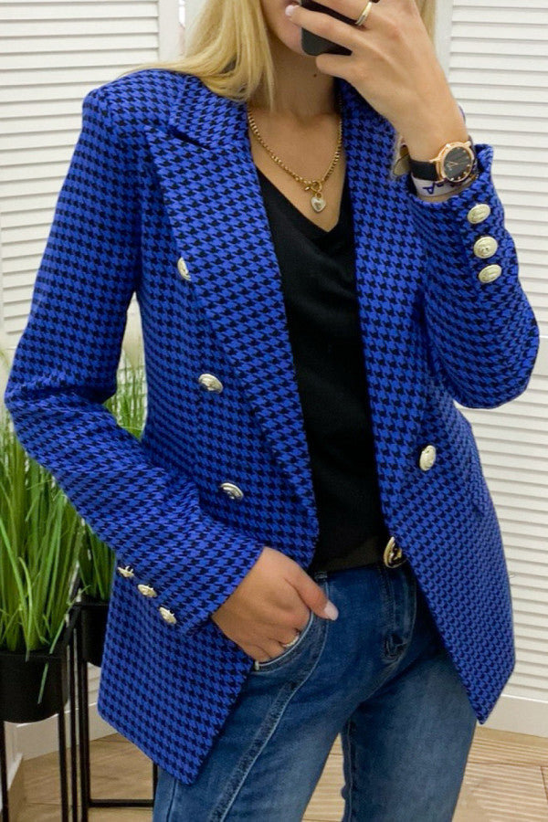 Damen-Blazer mit Hahnentrittmuster und Taschenmantel