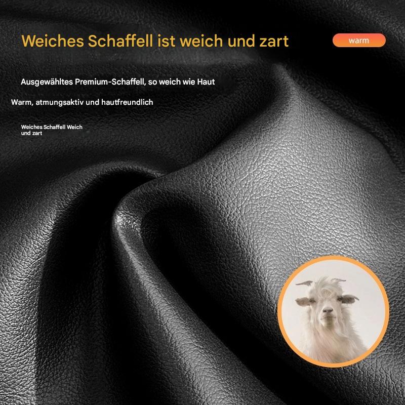 Echte Lederhandschuhe für Männer und Frauen, mit Fleece gefüttert, gepolstert, warmhaltende Schaffellhandschuhe