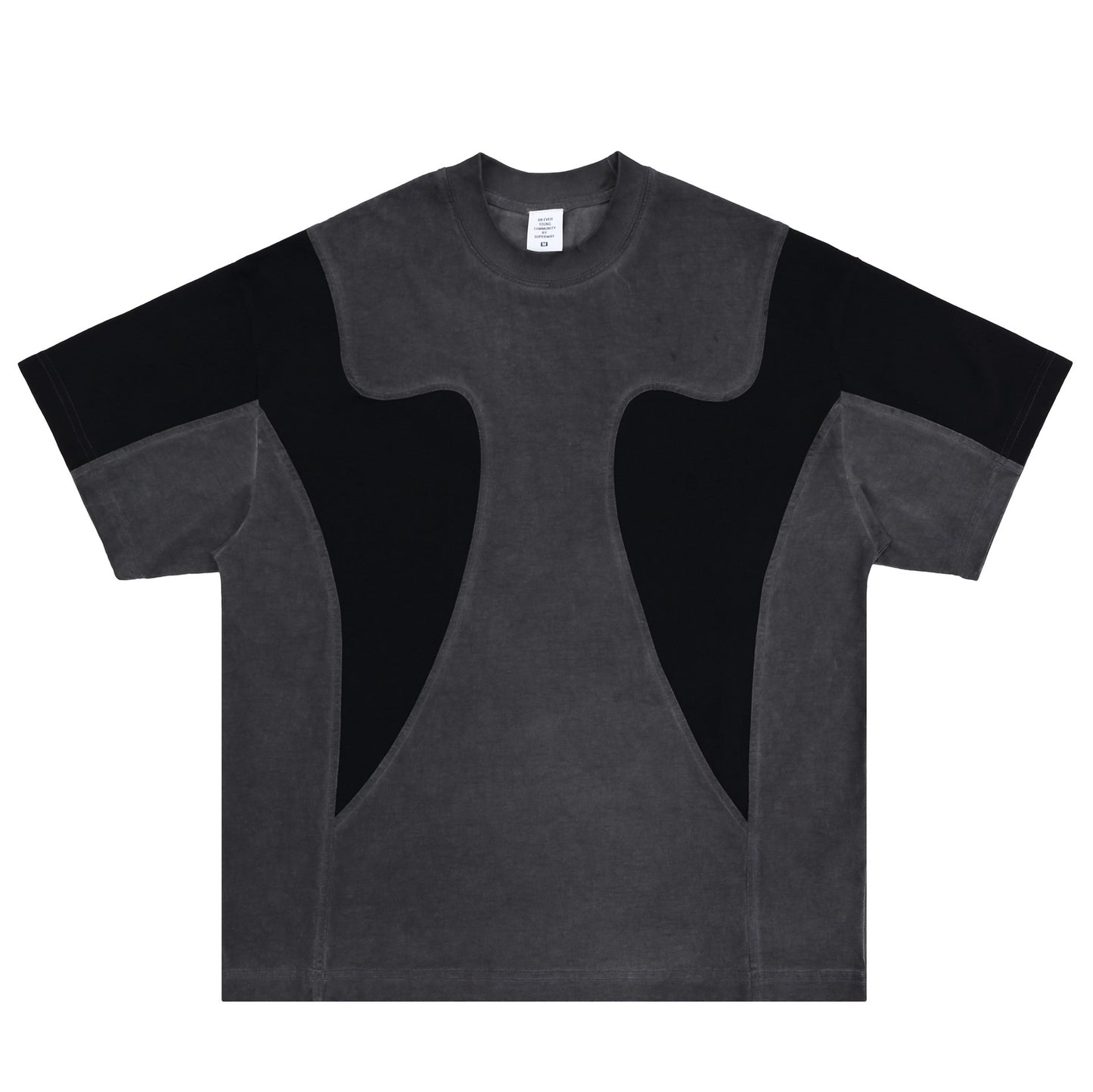 Retro Herren-T-Shirt im Patchwork-Stil – Used-Look mit Druck & Farbkontrast