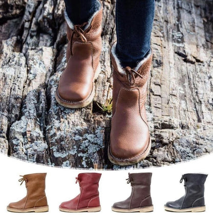 Damen Schneestiefel Damen Winter Pelz Plüsch Schnürstiefel