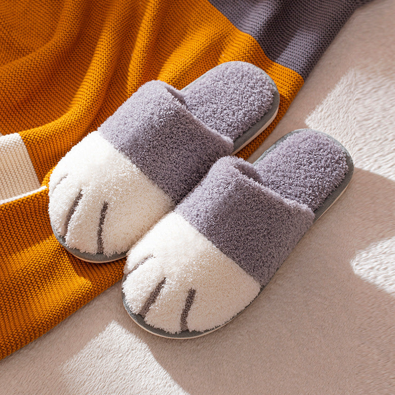 Pfoten-Hausschuhe, Herbst-Winter-Hausschuhe, Damen, Kawaii, pelzige Rutschen, Indoor-Boden, Schlafzimmerschuhe, Paar-Hausschuhe, warme Wohnungen