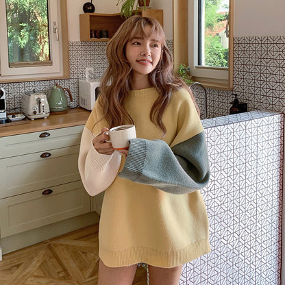 Kontrast-Strickpullover Lazy Sweater