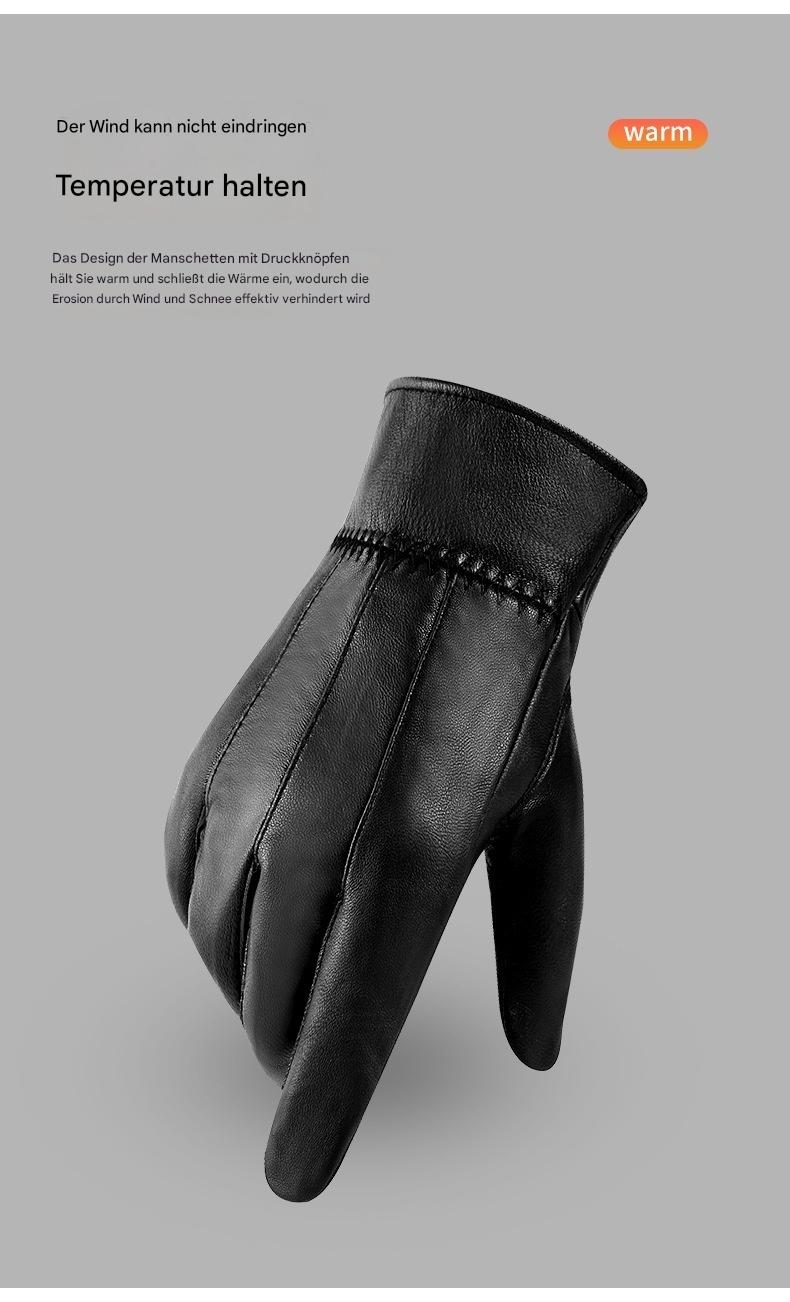 Echte Lederhandschuhe für Männer und Frauen, mit Fleece gefüttert, gepolstert, warmhaltende Schaffellhandschuhe