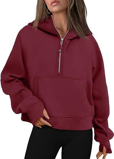 Reißverschluss Hoodies Sweatshirts mit Tasche Lose Sport Tops Langarm Pullover Pullover Winter Herbst Outfits Damen Kleidung